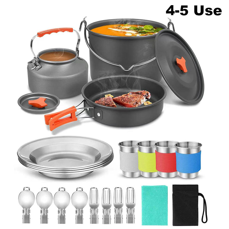 Camping Cooking Equipment Bag - Set di pentole da campeggio all'aperto