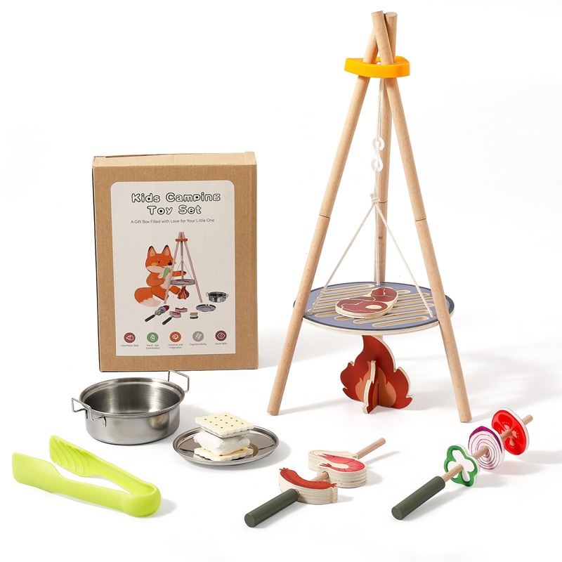 Camping Cooking Kids - Set Giocattolo da Campeggio in Legno