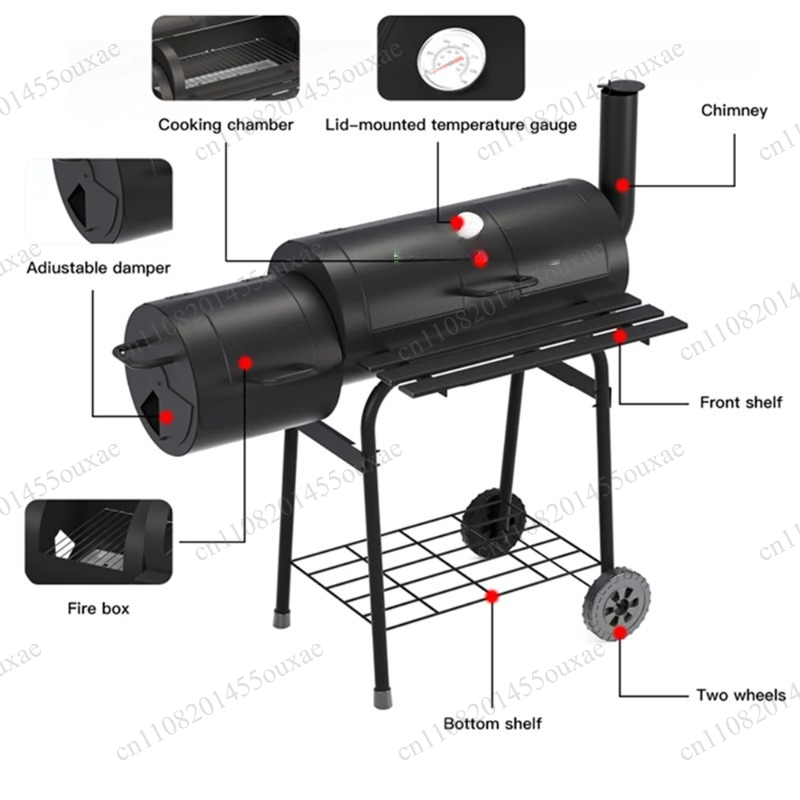 Camping Double Cooking Stove - Griglia a carbone bifacciale grande, spessa,