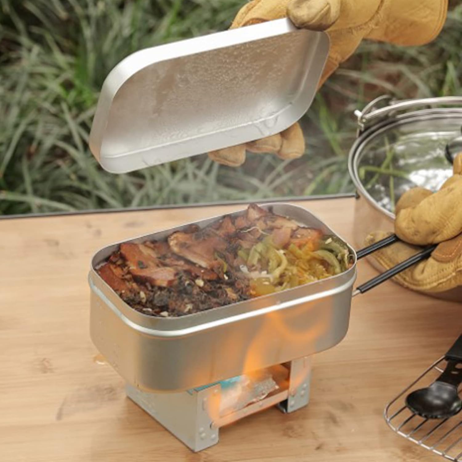 Camping Cooking Box - Maniglia pieghevole per Bento Box, contenitore